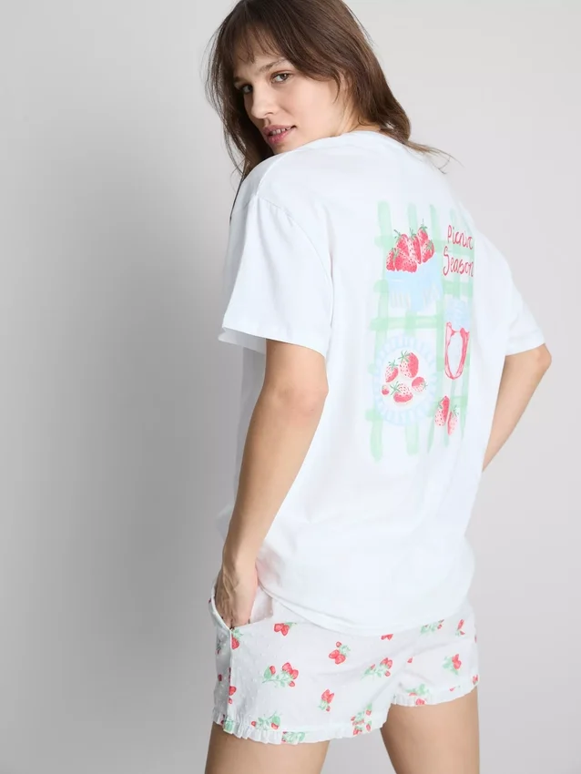 Pyjama-Oberteil mit Grafikprint