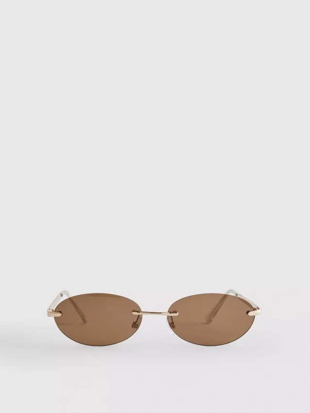 Randlose Sonnenbrille mit ovalen Gläsern
