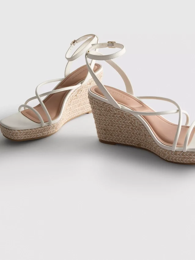 Riemchen-Espadrilles mit Keilabsatz