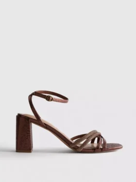 Riemchensandalen mit Strasssteinen und High Heels