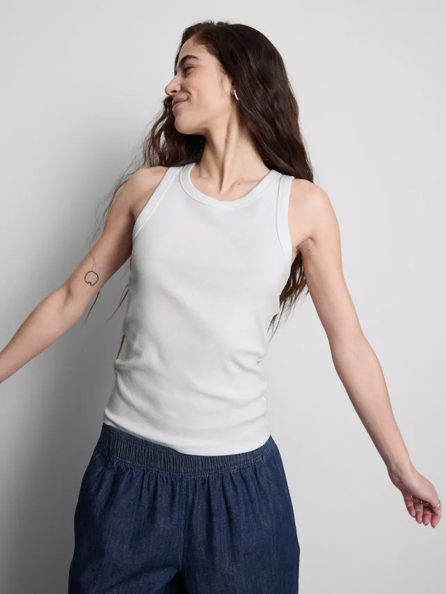 Ripp-Tanktop mit Racerback aus baumwollreichem Material