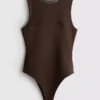 Ärmelloser Body mit Mesh-Einsatz