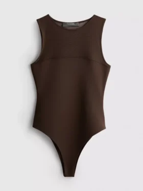 Ärmelloser Body mit Mesh-Einsatz