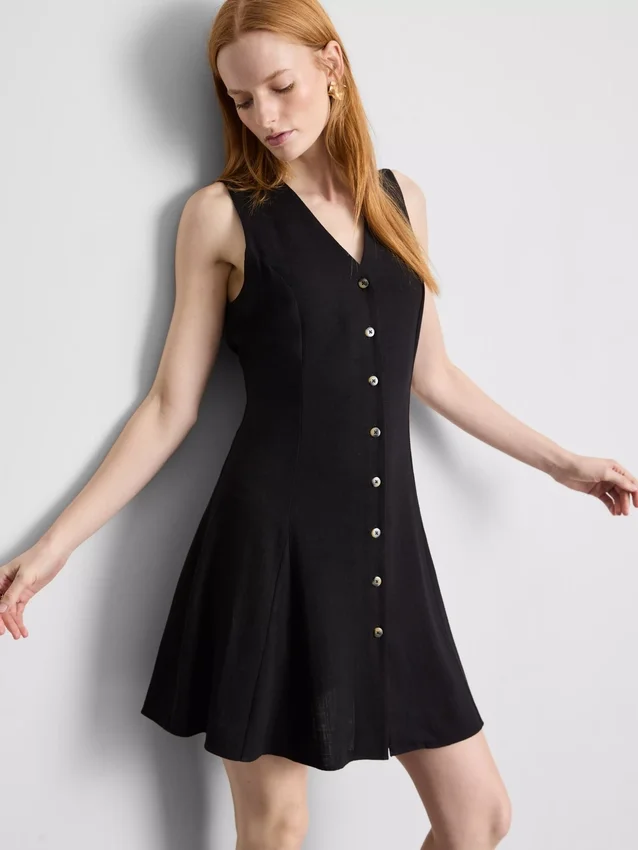 Ärmelloses Minikleid mit V-Ausschnitt