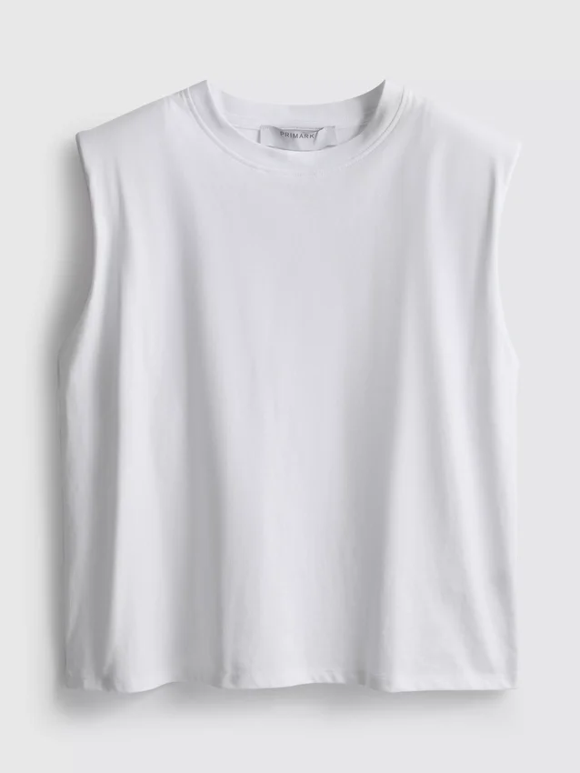 Ärmelloses T-Shirt mit gepolsterten Schultern