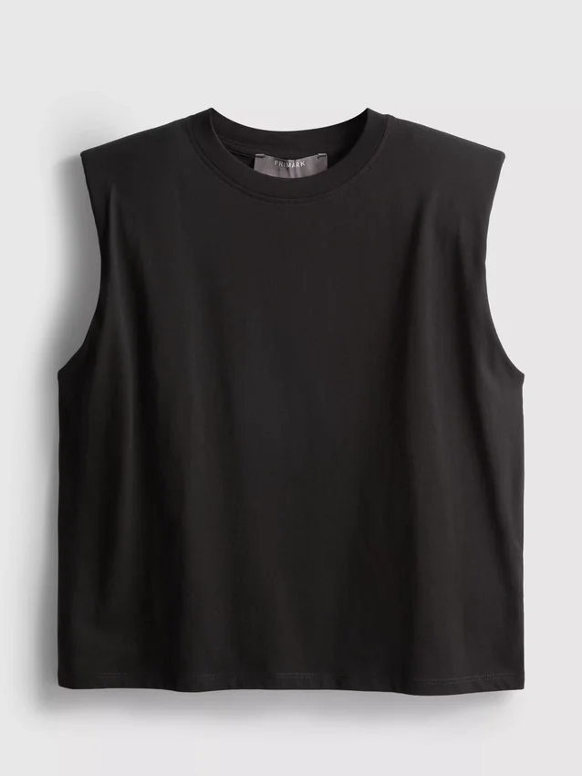 Ärmelloses T-Shirt mit gepolsterten Schultern