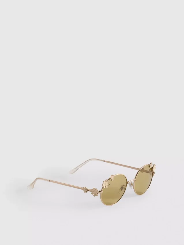 Runde Sonnenbrille mit Blumenmotiv