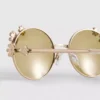 Runde Sonnenbrille mit Blumenmotiv