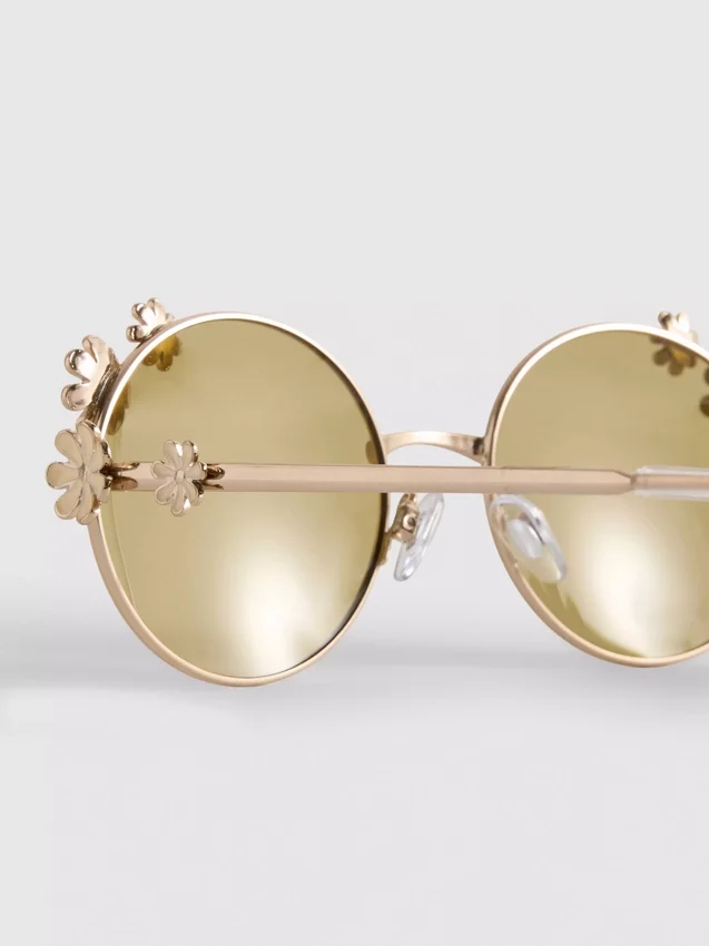 Runde Sonnenbrille mit Blumenmotiv