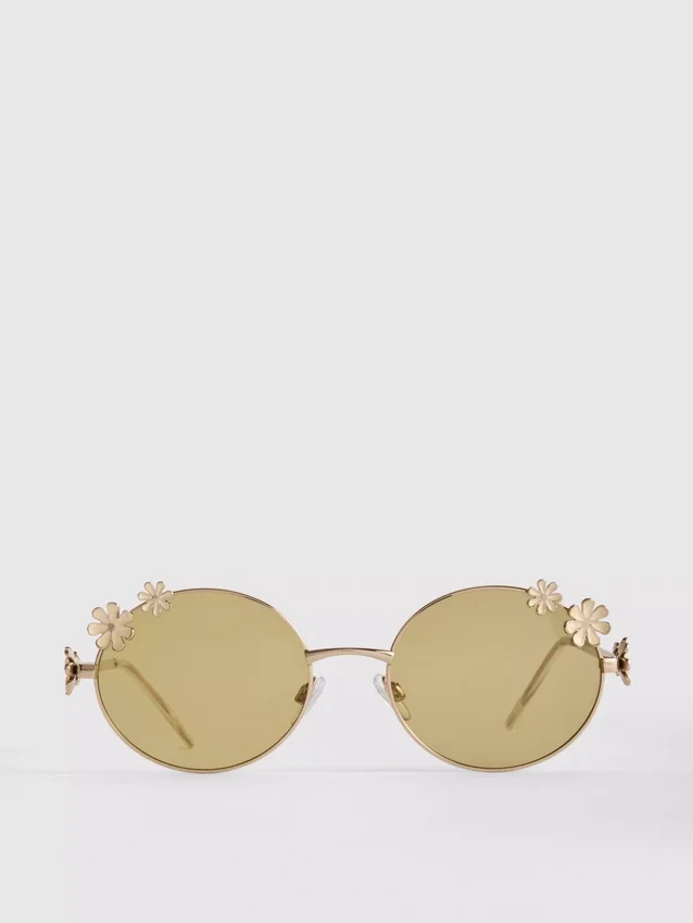 Runde Sonnenbrille mit Blumenmotiv