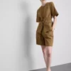 Safari-Blazer aus Baumwollmischung mit Gürtel
