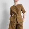 Safari-Blazer aus Baumwollmischung mit Gürtel