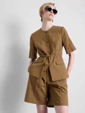 Safari-Blazer aus Baumwollmischung mit Gürtel