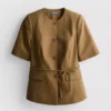 Safari-Blazer aus Baumwollmischung mit Gürtel