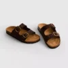 Sandalen mit doppeltem Riemen und Fussbett im Leopardenmuster
