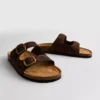 Sandalen mit doppeltem Riemen und Fussbett im Leopardenmuster