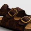 Sandalen mit doppeltem Riemen und Fussbett im Leopardenmuster