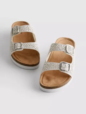 Sandalen mit doppeltem Schnallenverschluss und Verzierungen