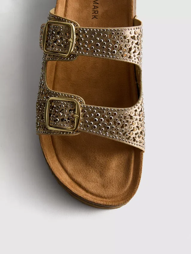 Sandalen mit doppeltem Schnallenverschluss und Verzierungen