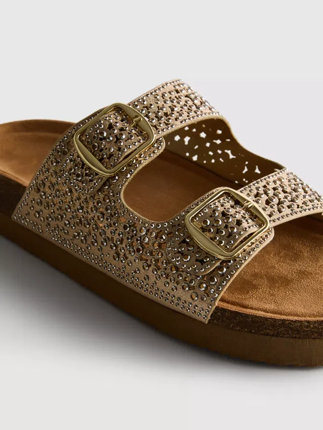 Sandalen mit doppeltem Schnallenverschluss und Verzierungen