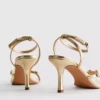 Sandalen mit High Heels in weiter Passform und Blumenmuster aus Strasssteinen