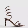 Sandalen mit Leopardenmuster und spiralförmigem Absatz