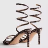 Sandalen mit Leopardenmuster und spiralförmigem Absatz