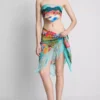 Sarong mit Fransen und tropischem Print