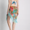 Sarong mit Fransen und tropischem Print