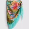 Sarong mit Fransen und tropischem Print
