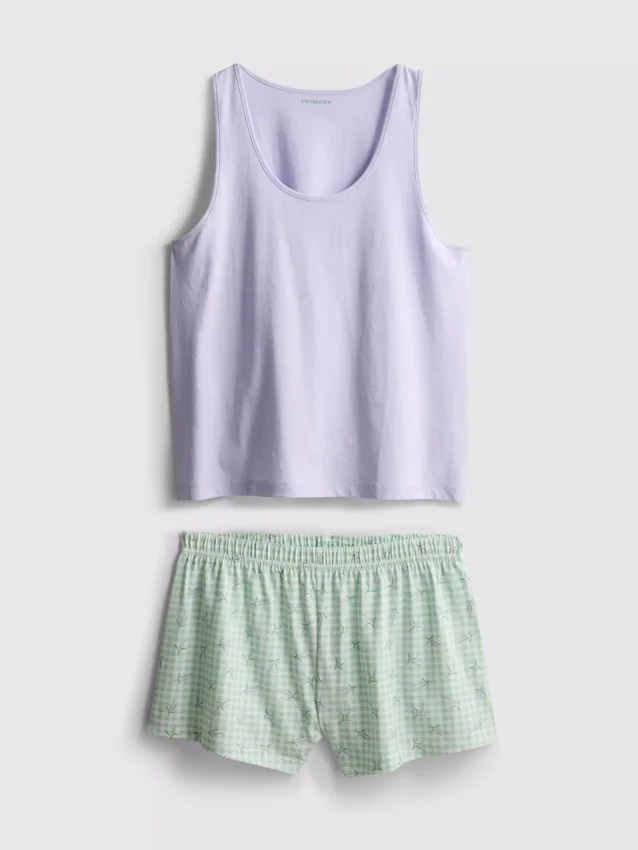 Schlafanzug aus Baumwolle mit Tanktop und Shorts