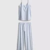 Schlafanzug mit bedrucktem Satin-Cami-Top und Schleife