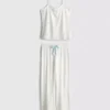 Schlafanzug mit bedrucktem Satin-Cami-Top und Schleife