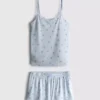 Schlafanzug mit bedrucktem Top und Shorts