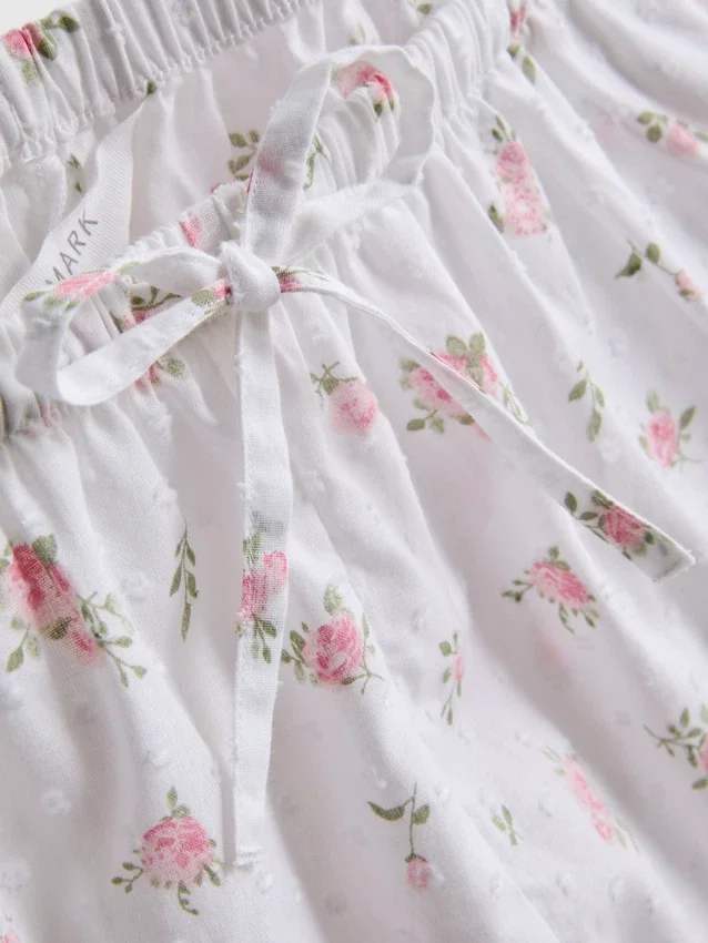 Schlafanzug-Shorts aus Dobby-Baumwolle mit Blumenmuster