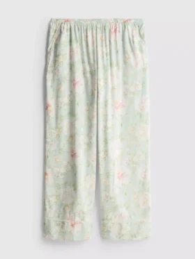 Schlafanzughose mit weitem Bein und Blumenmuster