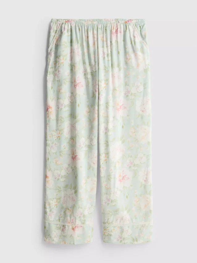 Schlafanzughose mit weitem Bein und Blumenmuster