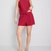 Shorts aus Baumwollmischung mit elastischem Bund