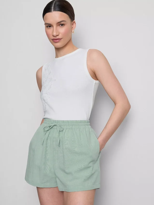 Shorts aus Baumwollmischung mit elastischem Bund
