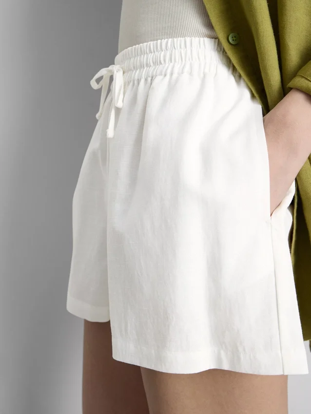 Shorts aus Baumwollmischung mit elastischem Bund