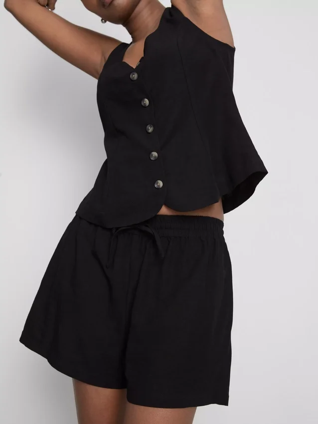 Shorts aus Baumwollmischung mit elastischem Bund