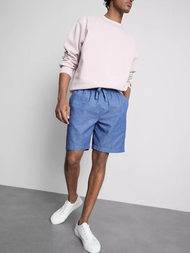 Shorts aus Leinenmischung mit Kordelzug