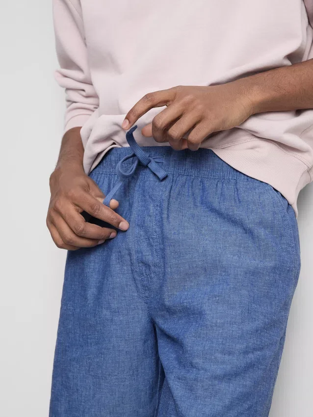 Shorts aus Leinenmischung mit Kordelzug