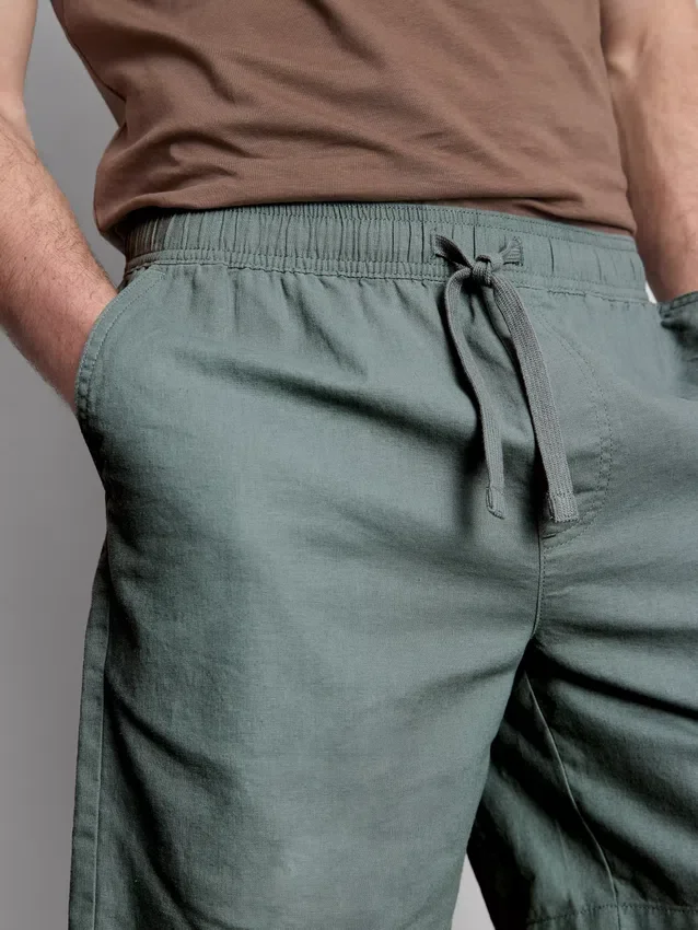Shorts aus Leinenmischung mit Kordelzug