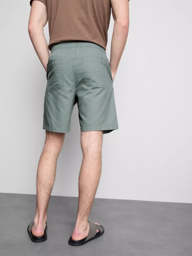 Shorts aus Leinenmischung mit Kordelzug