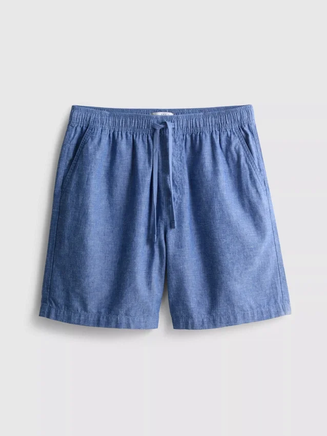 Shorts aus Leinenmischung mit Kordelzug