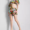 Shorts mit Rüschen und tropischem Print