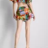 Shorts mit Rüschen und tropischem Print