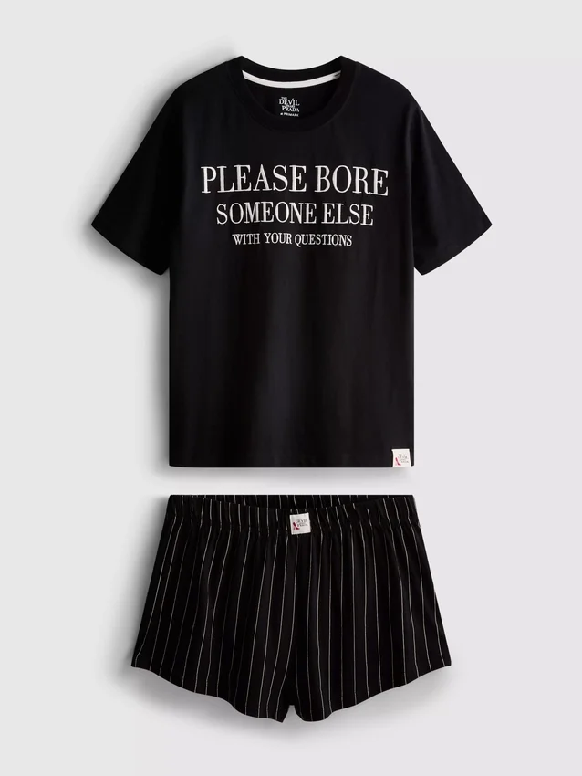 Shorty-Schlafanzug mit dem Slogan «The Devil Wears Prada»