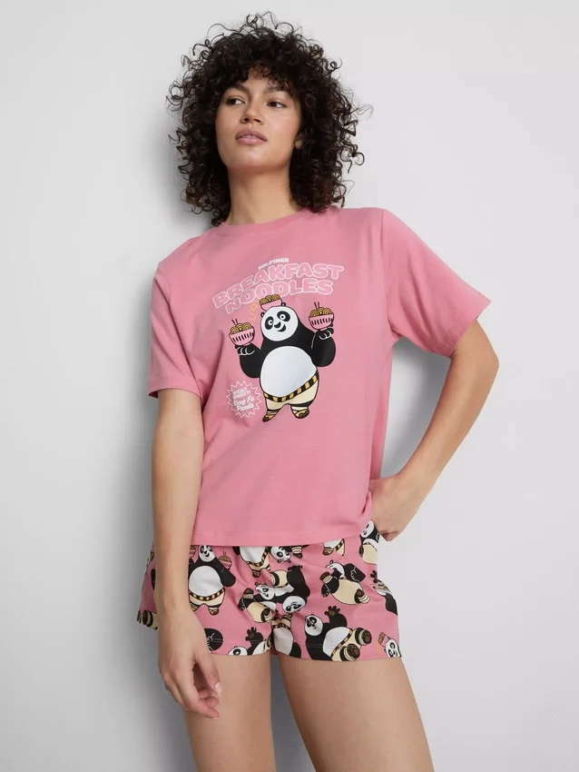 Shorty-Schlafanzug mit «Kung Fu Panda»-Motiv